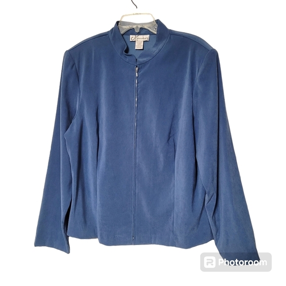Dressbarn Powder Blue Faux Suede Full Zip Jacket Size XL - Picture 1 of 7